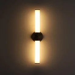 2-Light Ribbed Opal Glass Linear LED Vanity Wall Sconce