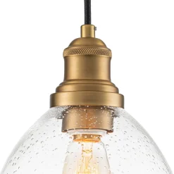 1-Light Seeded Glass Bell Dome Kitchen Pendant Light