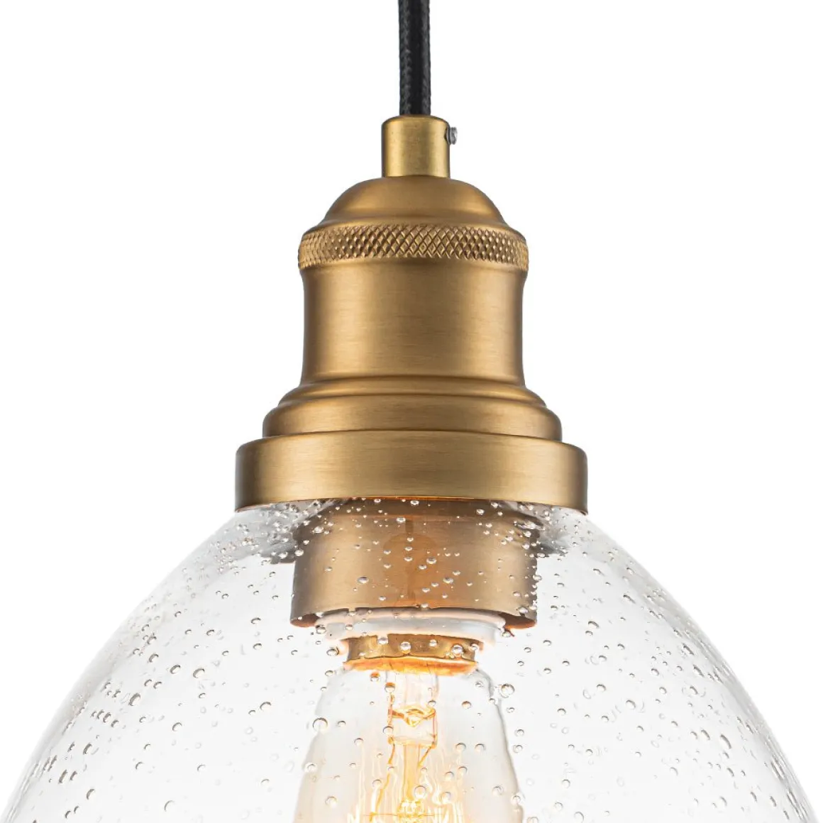 1-Light Seeded Glass Bell Dome Kitchen Pendant Light