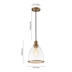 1-Light Seeded Glass Bell Dome Kitchen Pendant Light