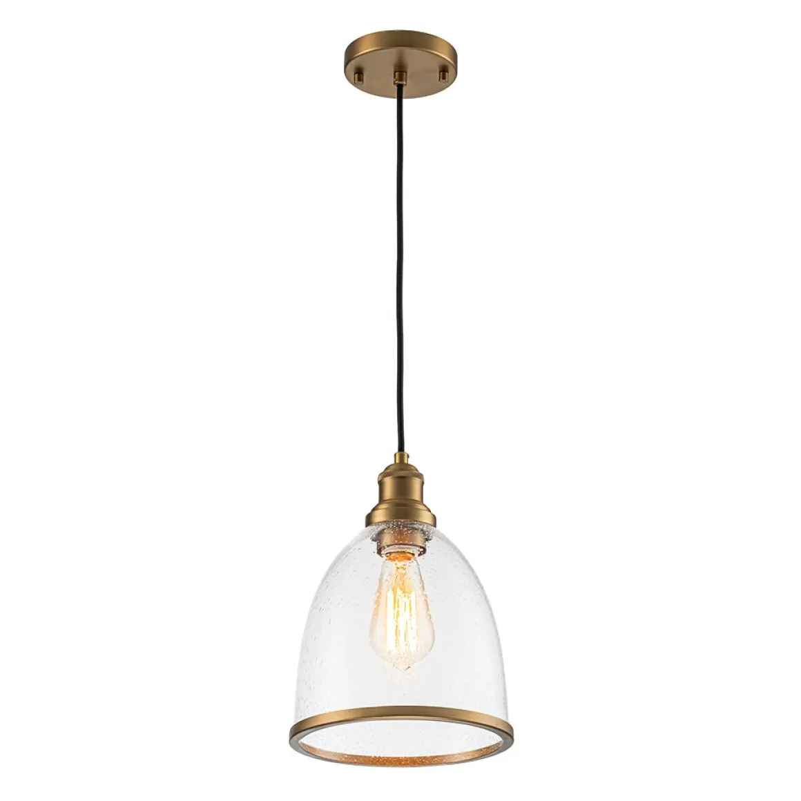 1-Light Seeded Glass Bell Dome Kitchen Pendant Light