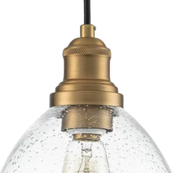 1-Light Seeded Glass Bell Dome Kitchen Pendant Light