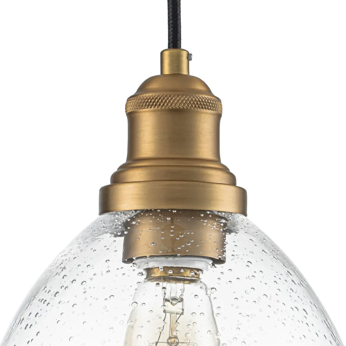 1-Light Seeded Glass Bell Dome Kitchen Pendant Light