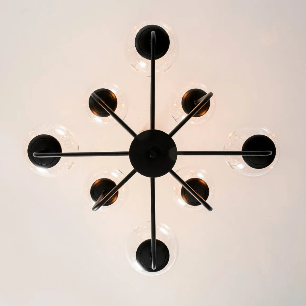 8-Light Seeded Glass Globe Round Sputnik Bubble Chandelier