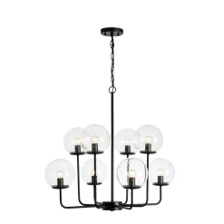 8-Light Seeded Glass Globe Round Sputnik Bubble Chandelier