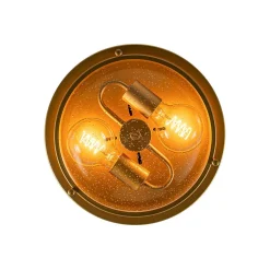 2-Light Seeded Glass Round Flush Mount Ceiling Light
