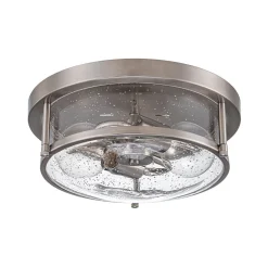 2-Light Seeded Glass Round Flush Mount Ceiling Light