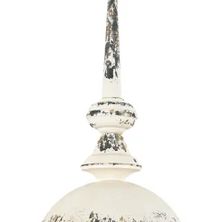 1-Light Shabby Chic Distressed Beige Metal Dome Pendant
