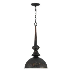1-Light Shabby Chic Distressed Beige Metal Dome Pendant