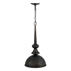 1-Light Shabby Chic Distressed Beige Metal Dome Pendant