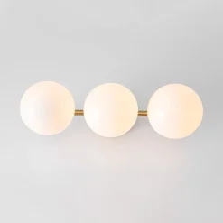 3-Light Shine Opal Glass Globe Linear Semi Flush Mount