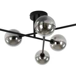 6-Light Smoked Glass Globe Linear Sputnik Semi Flush
