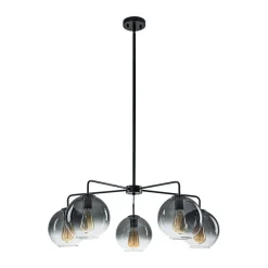 5-Light Smoked Grey Tinted Glass Globe Round Sputnik Chandelier