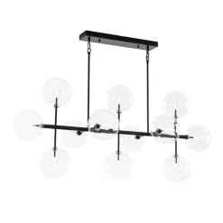 12-Light Sputnik Glass Globe Bubble Linear Island Chandelier