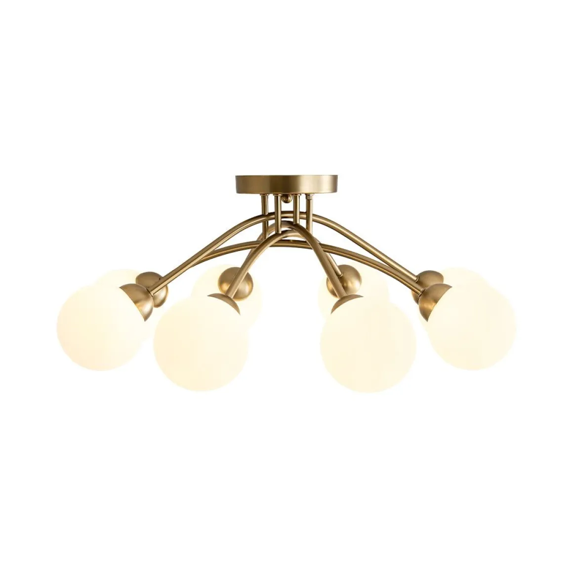 8-Light Sputnik Milky Glass Bubble Semi Flush Mount