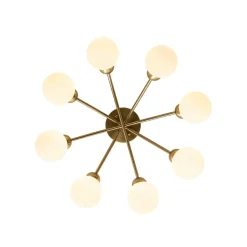 8-Light Sputnik Milky Glass Bubble Semi Flush Mount
