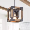 1-Light Square Wood Pendant Light