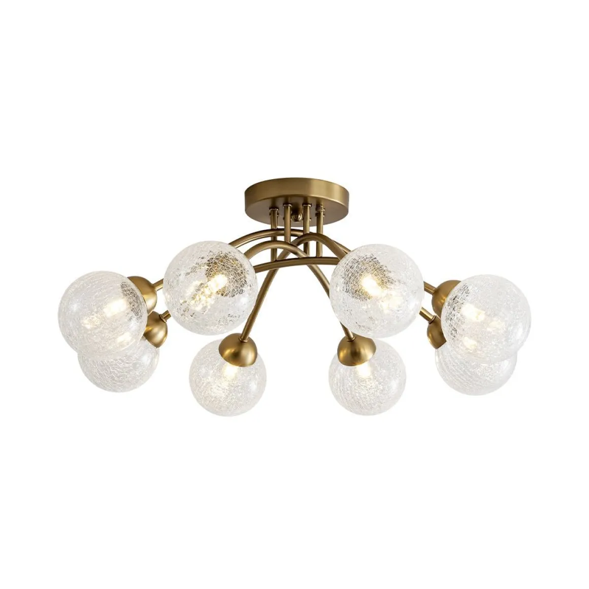 8-Light Textured Crackle Glass Globe Semi Flush Mount