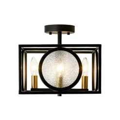 4-light Textured Glass Square Lantern Semi Flush Mount
