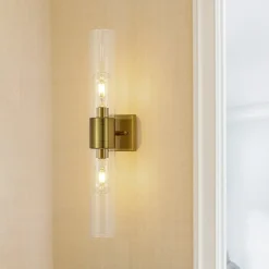 2-Light Up Down Glass Linear Tube Vanity Wall Lamp