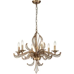 6-Light Vintage Candle Style Chandelier Crystal Beads