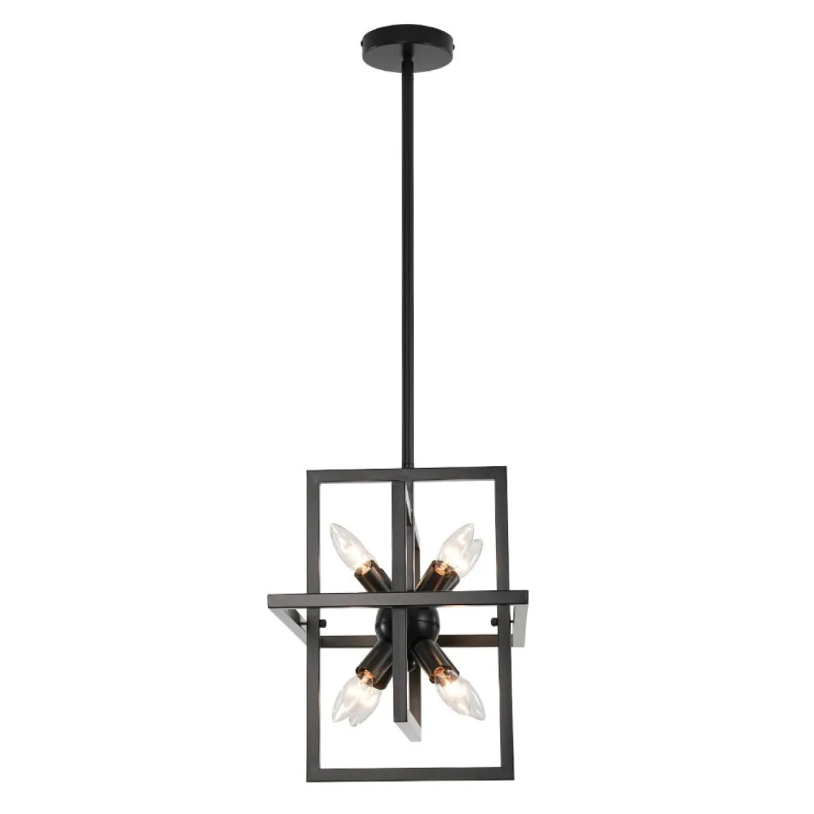 8-Light Vintage Sputnik Black Open Square Lantern Pendant