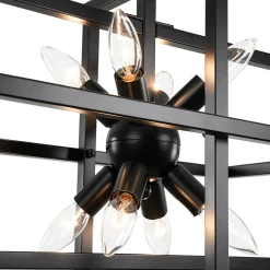 8-Light Vintage Sputnik Black Open Square Lantern Pendant