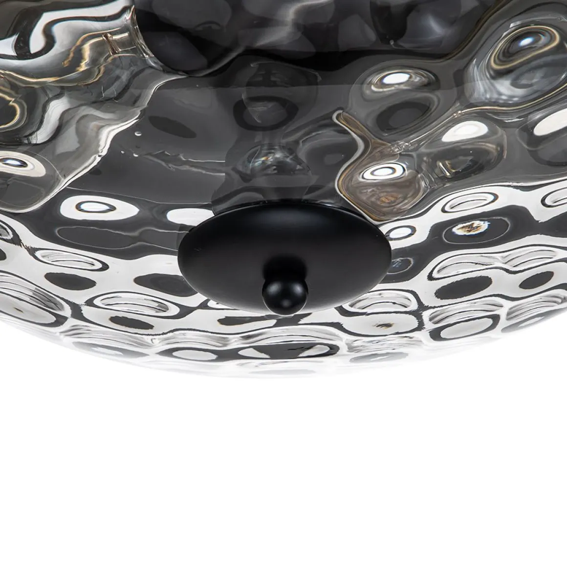 2-Light Water Glass Round Flush Mount Ceiling Light