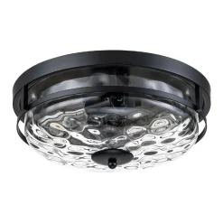 2-Light Water Glass Round Flush Mount Ceiling Light