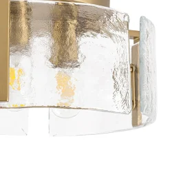 3-Light Water Textured Glass Drum Cage Semi Flush Mount
