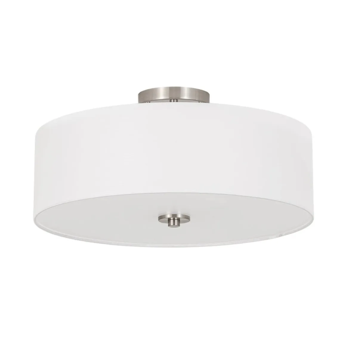 4-Light White Linen Round Drum Semi Flush Mount