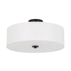 4-Light White Linen Round Drum Semi Flush Mount