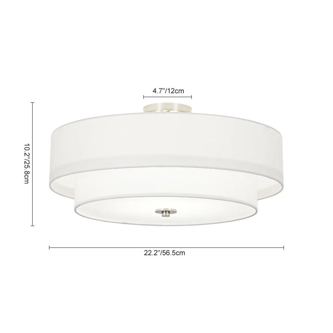 4-Light White Linen Round Drum Semi Flush Mount