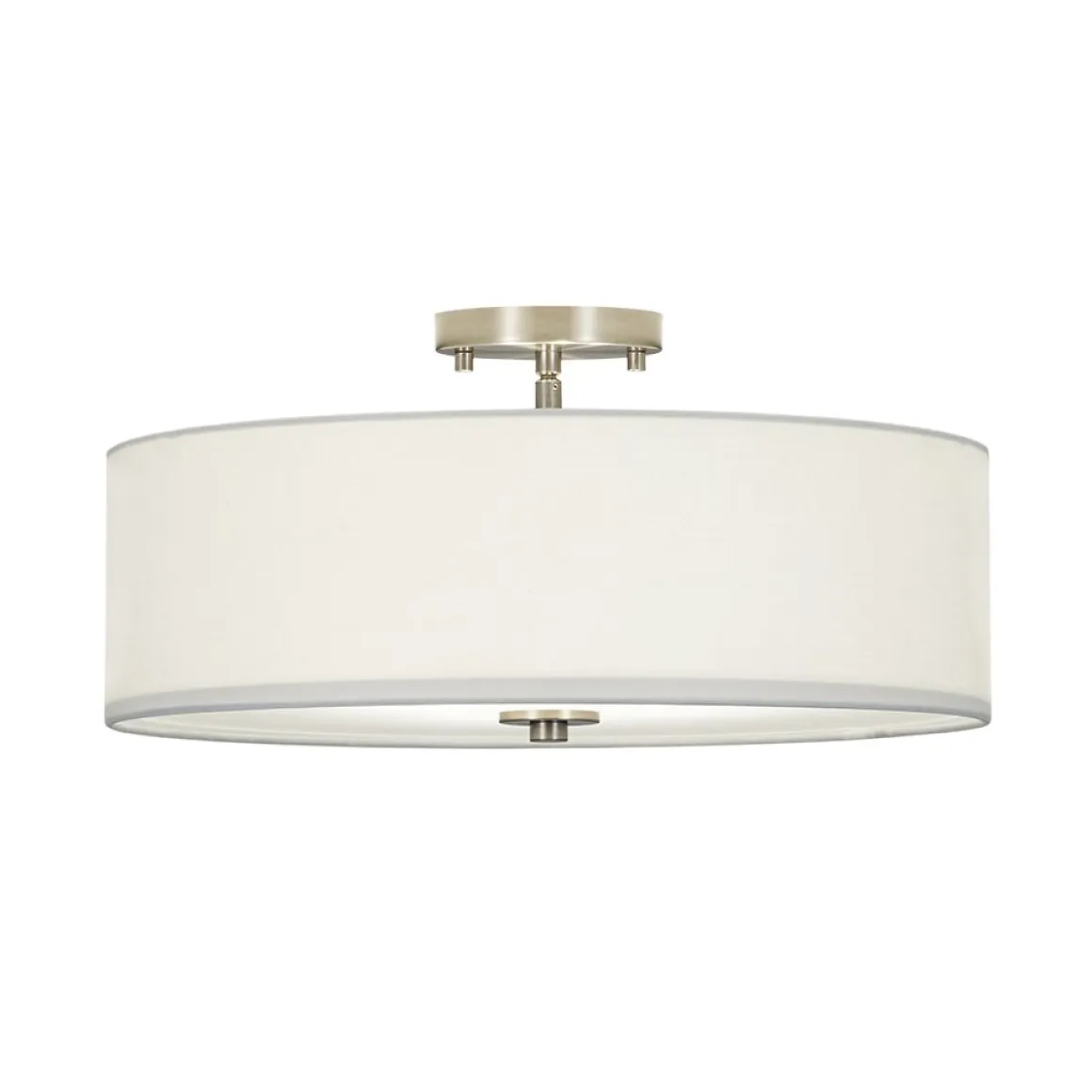 4-Light White Linen Round Drum Semi Flush Mount