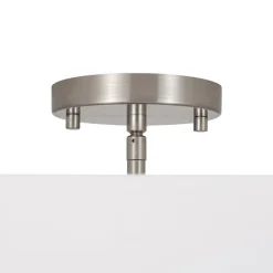 4-Light White Linen Round Drum Semi Flush Mount