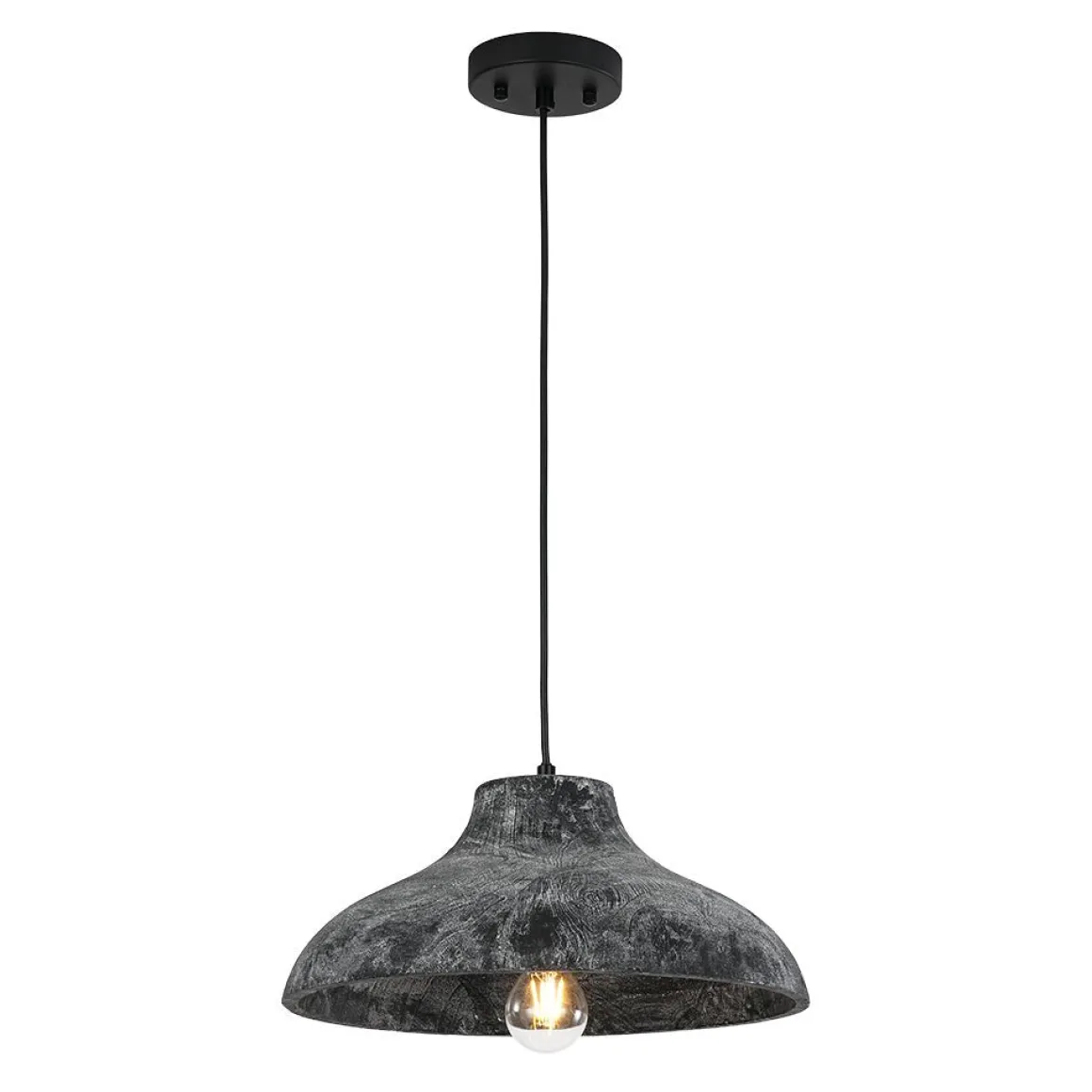 Limed Style Dome Distressed Wooden Single Pendant