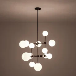 Luminous Opal Glass Globe Geometric Bubble Chandelier