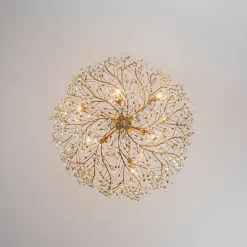 Luxe Gold Crystal Blossom Floral Basket Chandelier