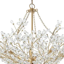 Luxe Gold Crystal Blossom Floral Basket Chandelier