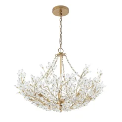 Luxe Gold Crystal Blossom Floral Basket Chandelier