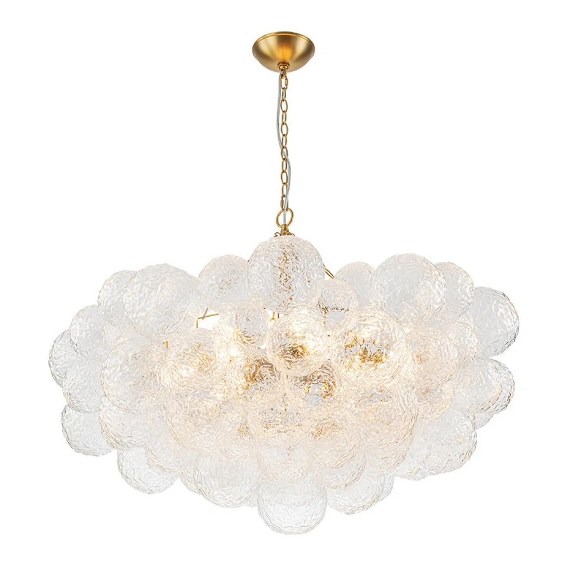 Luxe Large Cluster Rippled Glass Globe Round Bubble Chandelier