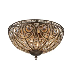 Luxe Moroccan Antique Bronze Crystal Ceiling Light