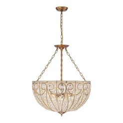 Luxe Moroccan Antique Bronze Crystal Round Cage Chandelier