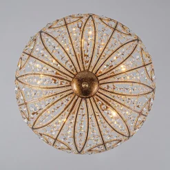 Luxe Moroccan Antique Bronze Crystal Round Cage Chandelier