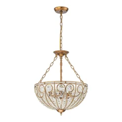 Luxe Moroccan Antique Bronze Crystal Round Cage Chandelier