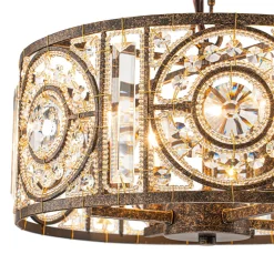 Luxe Moroccan Antique Crystal Drum Cage Chandelier