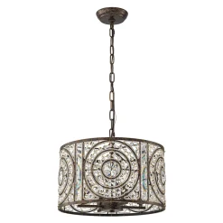 Luxe Moroccan Antique Crystal Drum Cage Chandelier