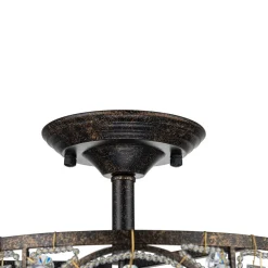 Luxe Moroccan Antique Crystal Drum Semi Flush Mount