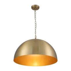 Luxe Oversized Brushed Brass Iron Large Dome Pendant Light