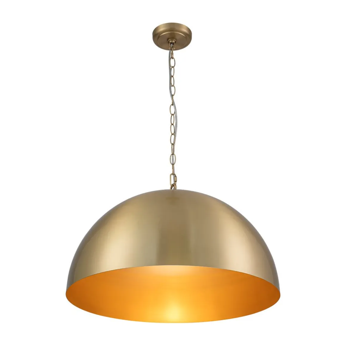 Luxe Oversized Brushed Brass Iron Large Dome Pendant Light
